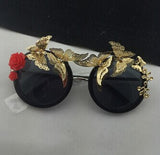 2019 new Retro Vintage rose flower Sunglasses Baroque Sunglasses Luxury Sun Beach Metal Alloy Butterfly Flower Sunglasses