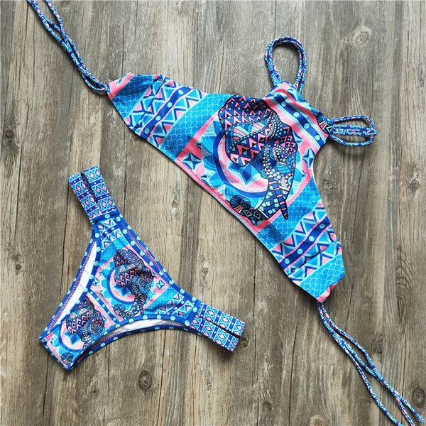 Melphieer High Neck Tank Crop Top Bikini Crochet Bikinis Set Swimwear Women Swimsuit Female Beachwear 2019 Monokini Bathing Suit