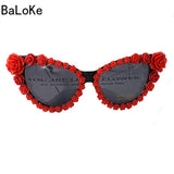 Brand Design Baroque Cat Eye Flowers Black Sunglasses Charm Women Casual Sun Beach Crystal Rhinestone Designer Sunglasses Gifts