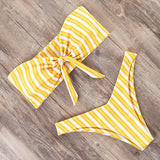 Solid Bandeau Bikini Set 2019 Sexy Swimsuit Women Bikini Brazilian Thong Swimwear Female Halter top Bathing Suit Swimming Wear