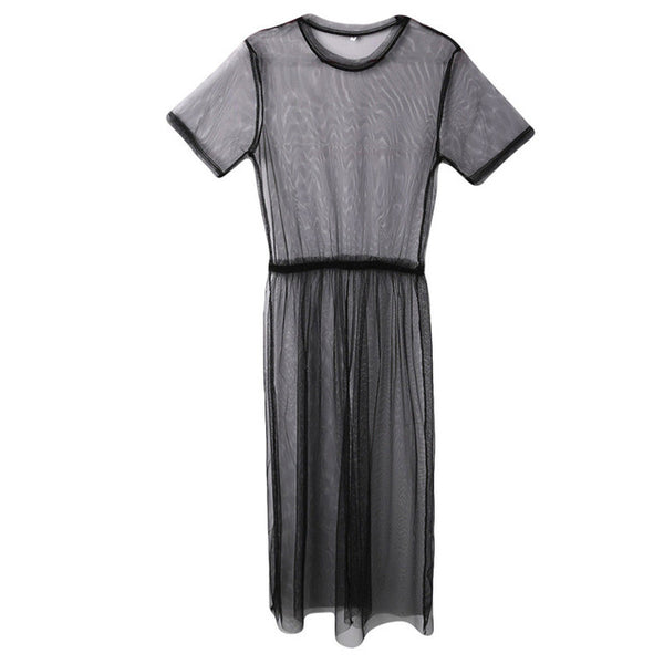 2019 Women Sexy Transparent Mesh Bikini Cover Up  Mesh Swimsuits Swimwear Summer Beach wear Lace Long Dress