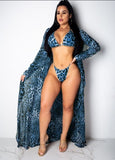 HIRIGIN 3PCS Summer Hot Women Leopard Print Bikini Beach Swimwear Cover Up Candigan Suit