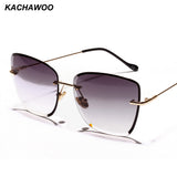 Kachawoo retro rimless sunglasses women brown blue yellow oversized square sun glasses female big accessories beach
