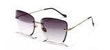 Kachawoo retro rimless sunglasses women brown blue yellow oversized square sun glasses female big accessories beach