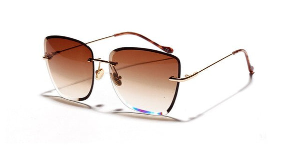 Kachawoo retro rimless sunglasses women brown blue yellow oversized square sun glasses female big accessories beach