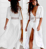Sexy Ladies Women Solid White Bikini Cover up Beach Dress Swimwear Chiffon Beachwear Bathing Suit Summer Holiday Kimono Cardigan